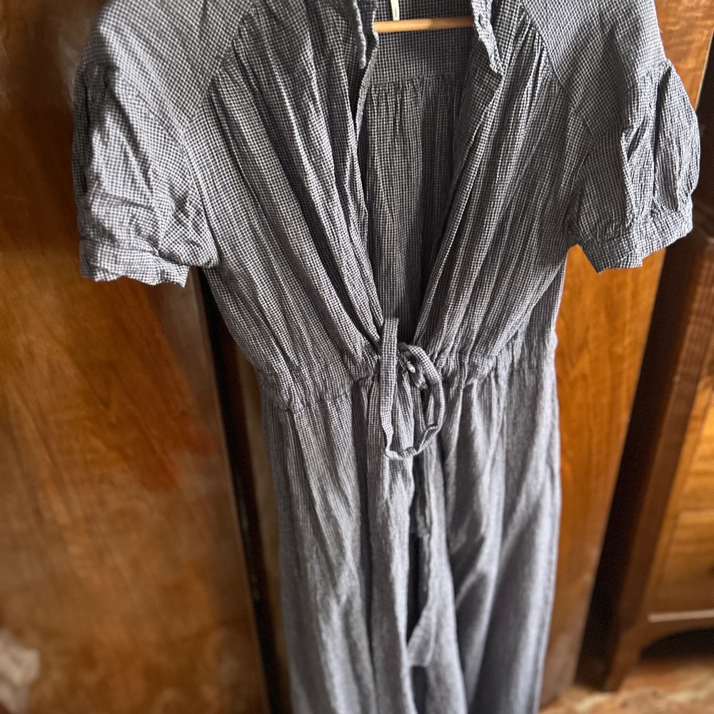 Free People Navy and White Checkered Women's Dress